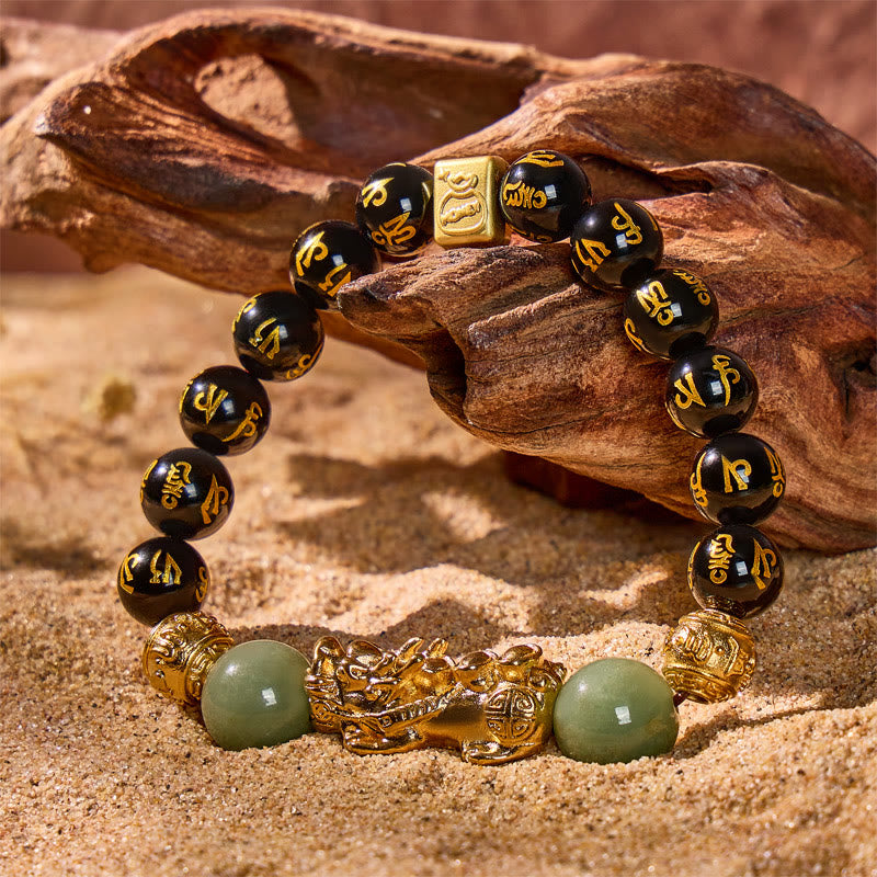 FuAttract Protection & Prosperity Bracelet – Black Onyx Lucky Coin Mantra Beads & Jade - image 6