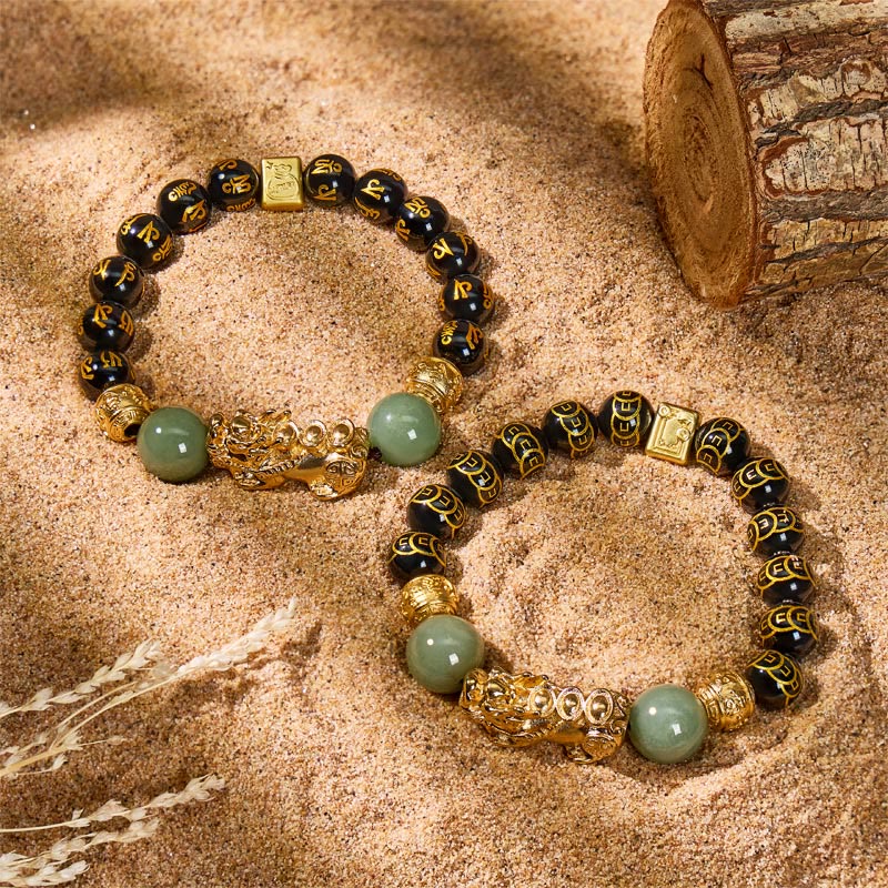 FuAttract Protection & Prosperity Bracelet – Black Onyx Lucky Coin Mantra Beads & Jade - image 13