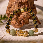 FuAttract Protection & Prosperity Bracelet – Black Onyx Lucky Coin Mantra Beads & Jade - image 1