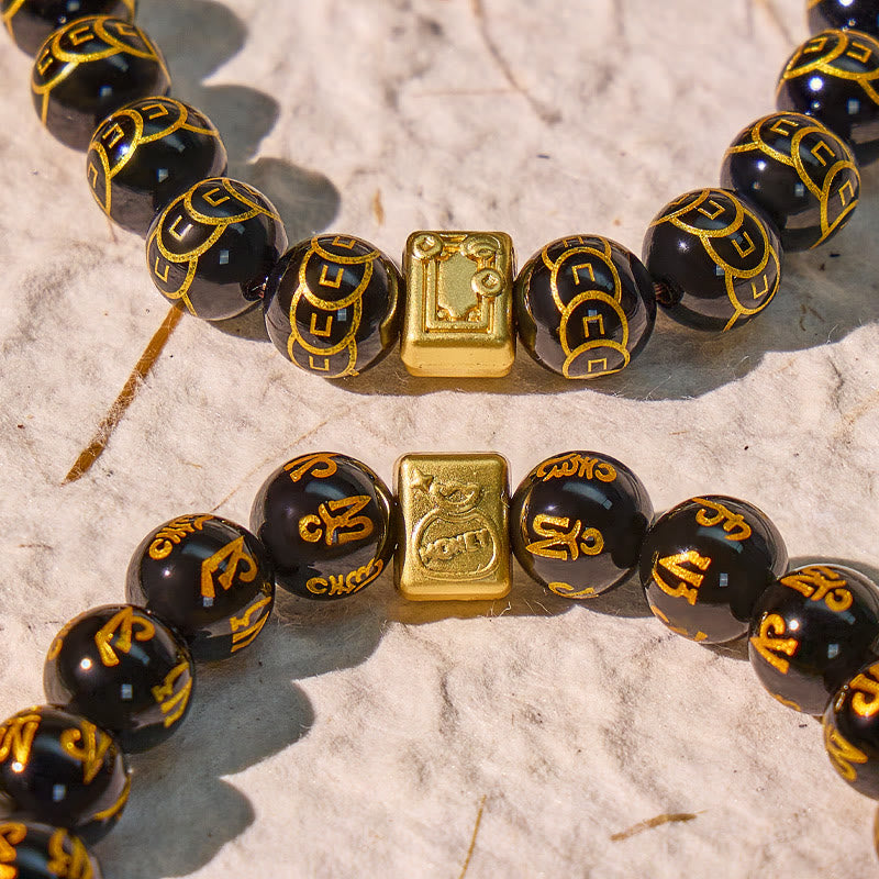 FuAttract Protection & Prosperity Bracelet – Black Onyx Lucky Coin Mantra Beads & Jade - image 4