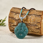FuAttract Wealth & Protection Jade Pixiu Ping An Buckle Talisman Necklace - Cord + Teal Wrap - image 0