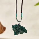 FuAttract Abundance & Luck Jade Pixiu Guardian Necklace - Cord + Teal Wrap - image 4