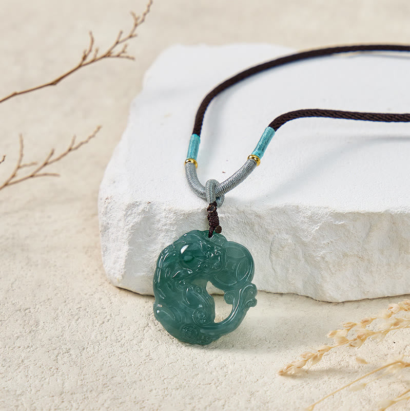 FuAttract Prosperity Guardian Biting Coin – Wealth-Attracting Jade Pixiu Necklace - Jade - image 0