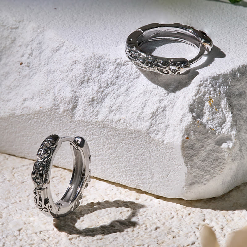 FuAttract Wealth Protection Silver Huggie Earrings – Pixiu Energy - image 1