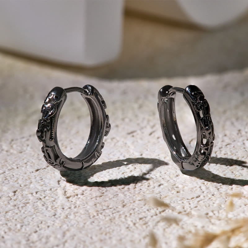 FuAttract Wealth Protection Silver Huggie Earrings – Pixiu Energy - Black - image 5