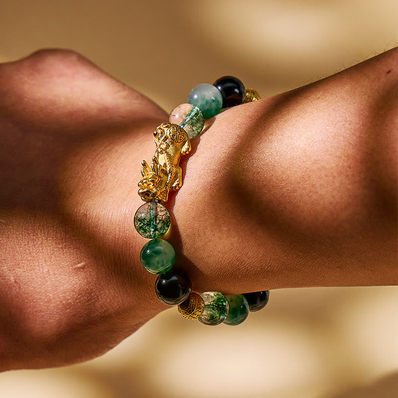 FuAttract Verdant Fortune - Green Phantom & Obsidian Pixiu Bracelet - image 3