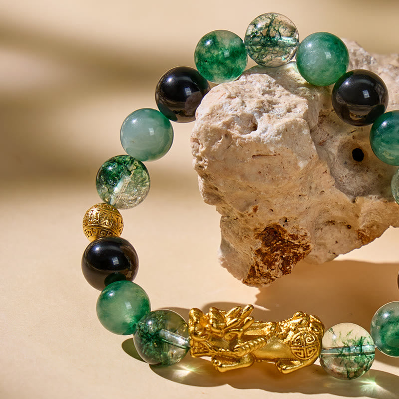 FuAttract Verdant Fortune - Green Phantom & Obsidian Pixiu Bracelet - image 5