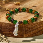FuAttract Feng Shui Wealth Bracelet with Sterling Silver Pixiu – Tiger's Eye & Green Chalcedony - image 1