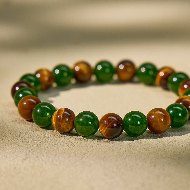 FuAttract Feng Shui Wealth Bracelet with Sterling Silver Pixiu – Tiger's Eye & Green Chalcedony - image 6