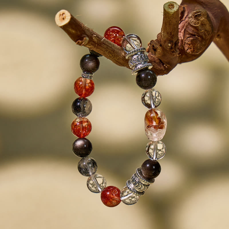 FuAttract Spiritual Healing Pixiu Bracelet – Clear Quartz, Silver Obsidian & Super Seven Stones - image 1
