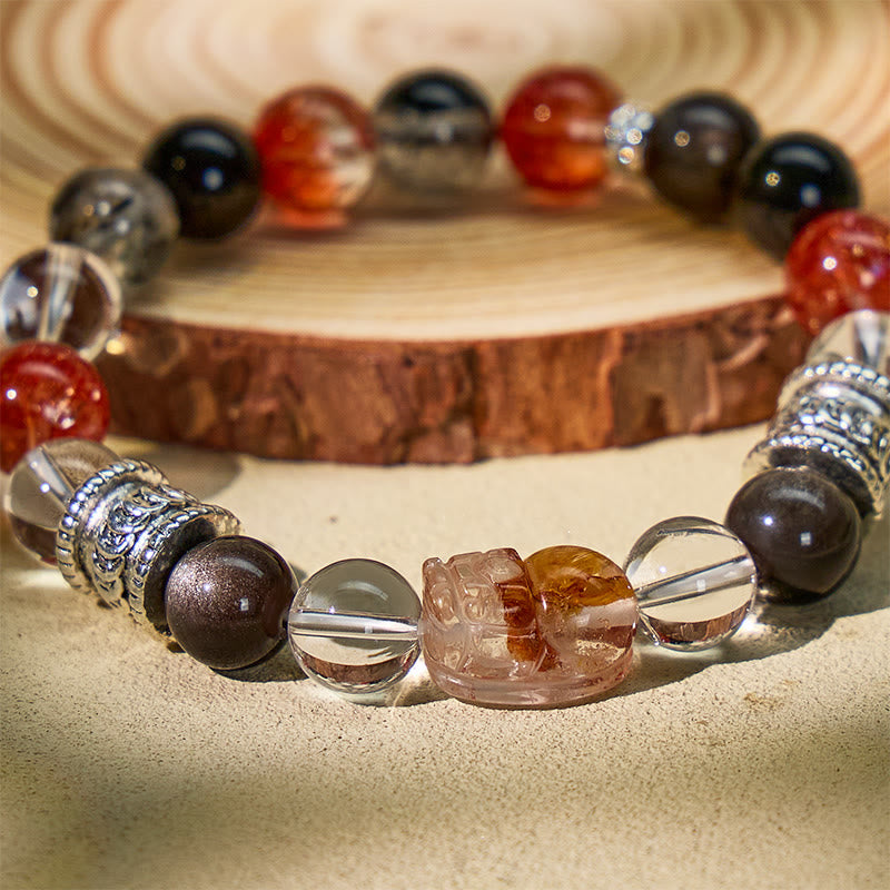 FuAttract Spiritual Healing Pixiu Bracelet – Clear Quartz, Silver Obsidian & Super Seven Stones - image 4
