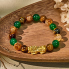 FuAttract Abundance & Prosperity Bracelet with Pixiu Tiger Eye, Green Agate & Citrine Pyramid - 10mm - image 0