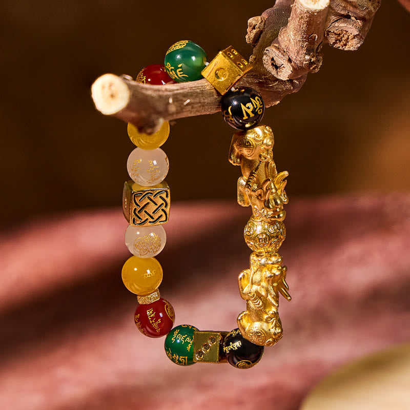 FuAttract Protection & Fortune Mantra Agate Bracelet – Pixiu-Inspired Energy Design - image 3