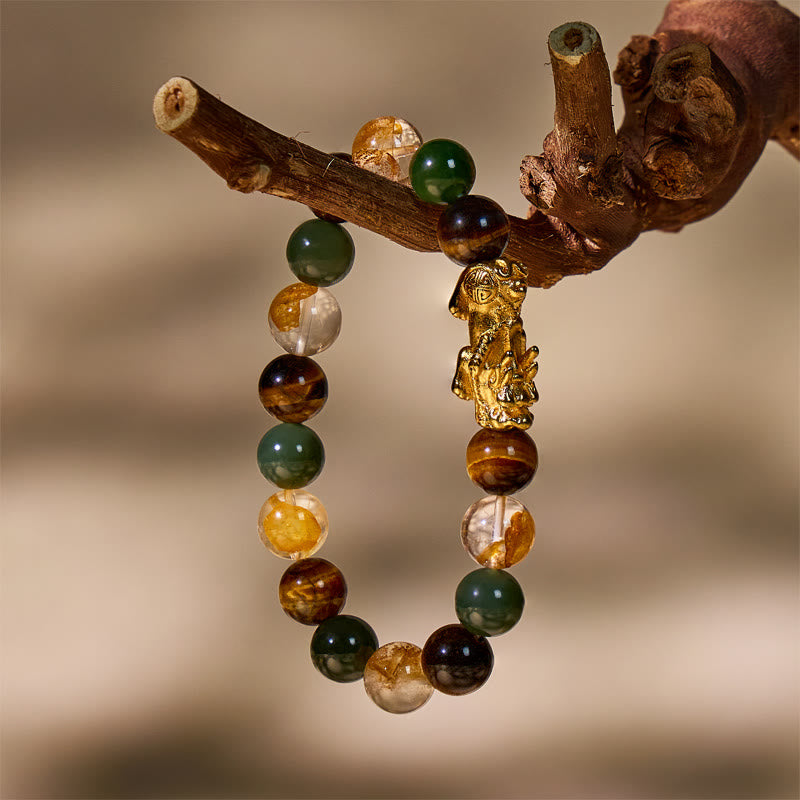 FuAttract Abundance & Prosperity Tiger's Eye Bracelet with Hetian Jade and Pixiu Charm - image 4