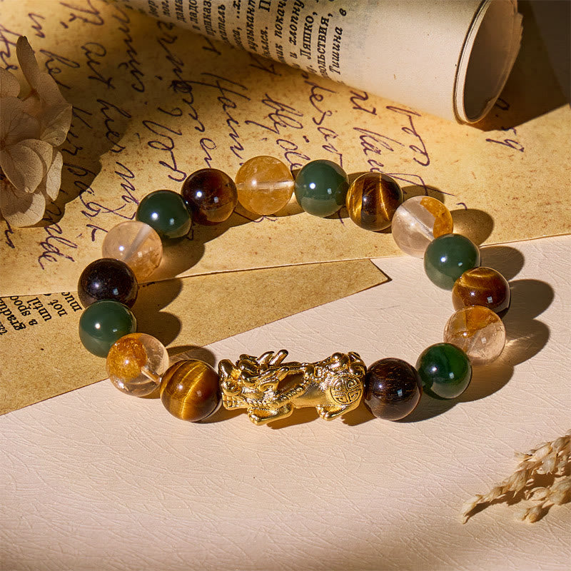 FuAttract Abundance & Prosperity Tiger's Eye Bracelet with Hetian Jade and Pixiu Charm - image 2