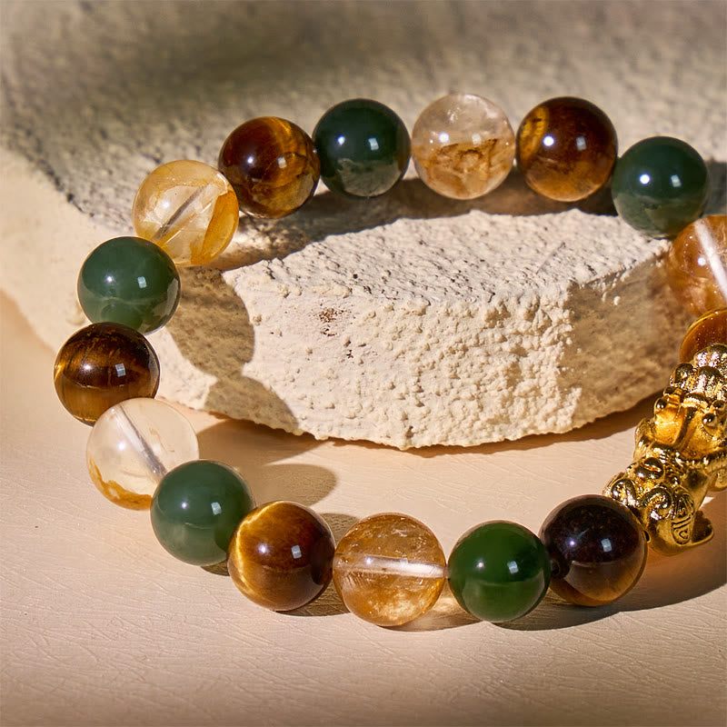 FuAttract Abundance & Prosperity Tiger's Eye Bracelet with Hetian Jade and Pixiu Charm - image 5