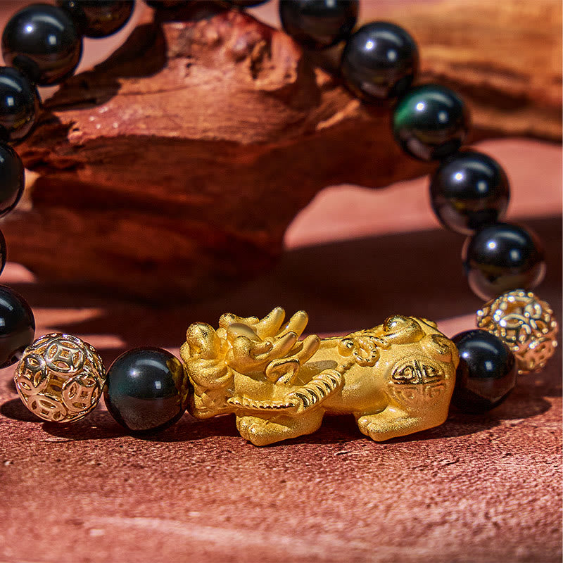 FuAttract Protection & Wealth Black Obsidian Bracelet with Pixiu - image 5