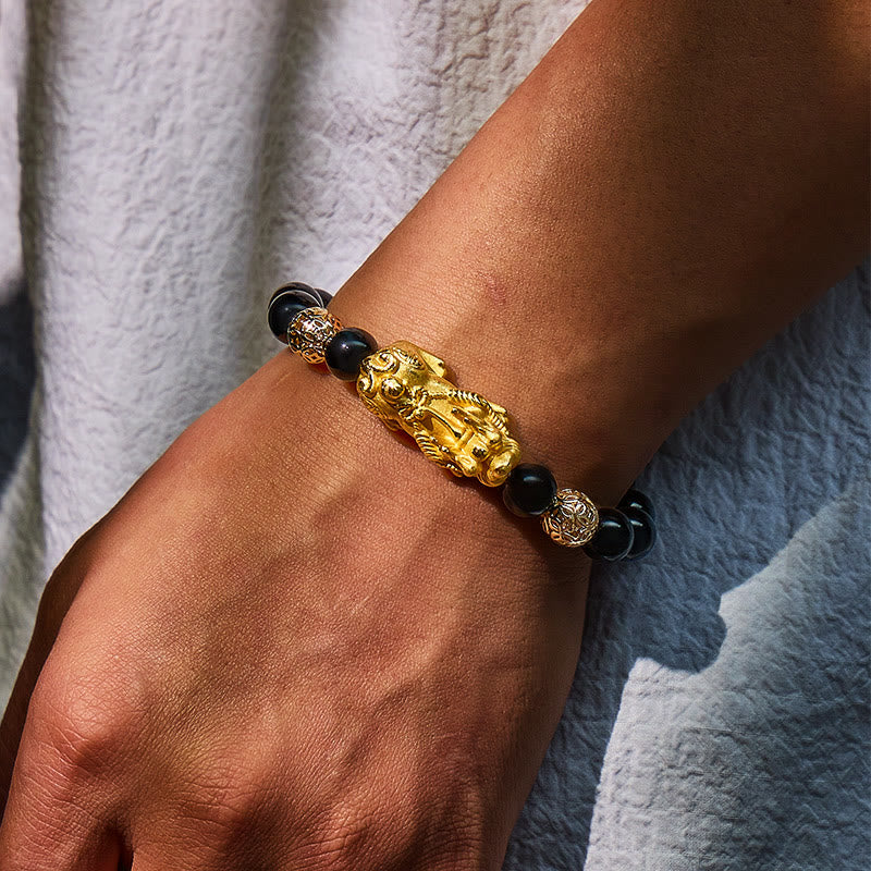 FuAttract Protection & Wealth Black Obsidian Bracelet with Pixiu - image 3