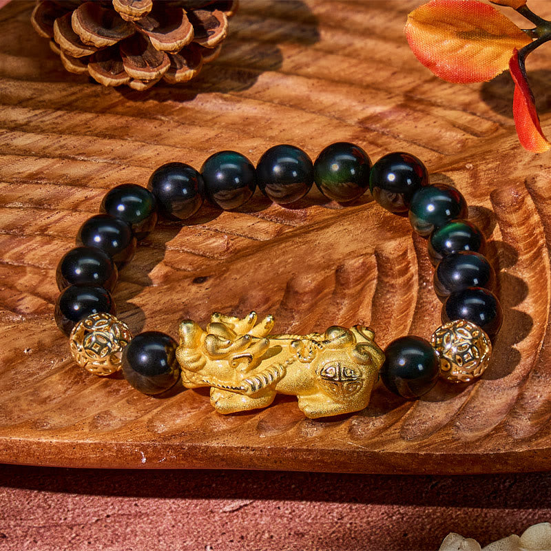 FuAttract Protection & Wealth Black Obsidian Bracelet with Pixiu - image 1