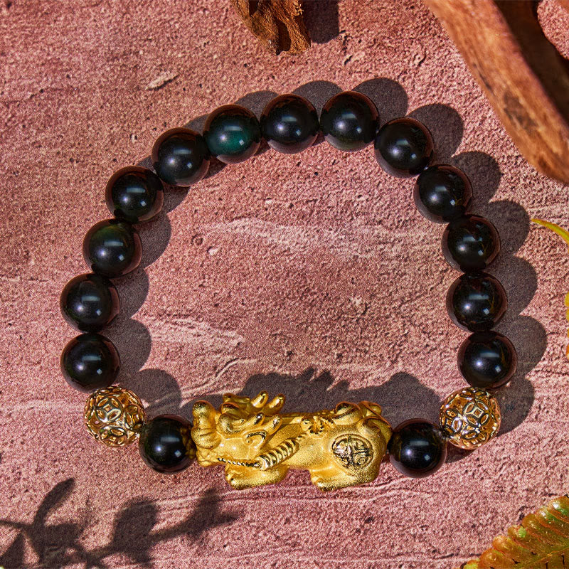 FuAttract Protection & Wealth Black Obsidian Bracelet with Pixiu - image 4