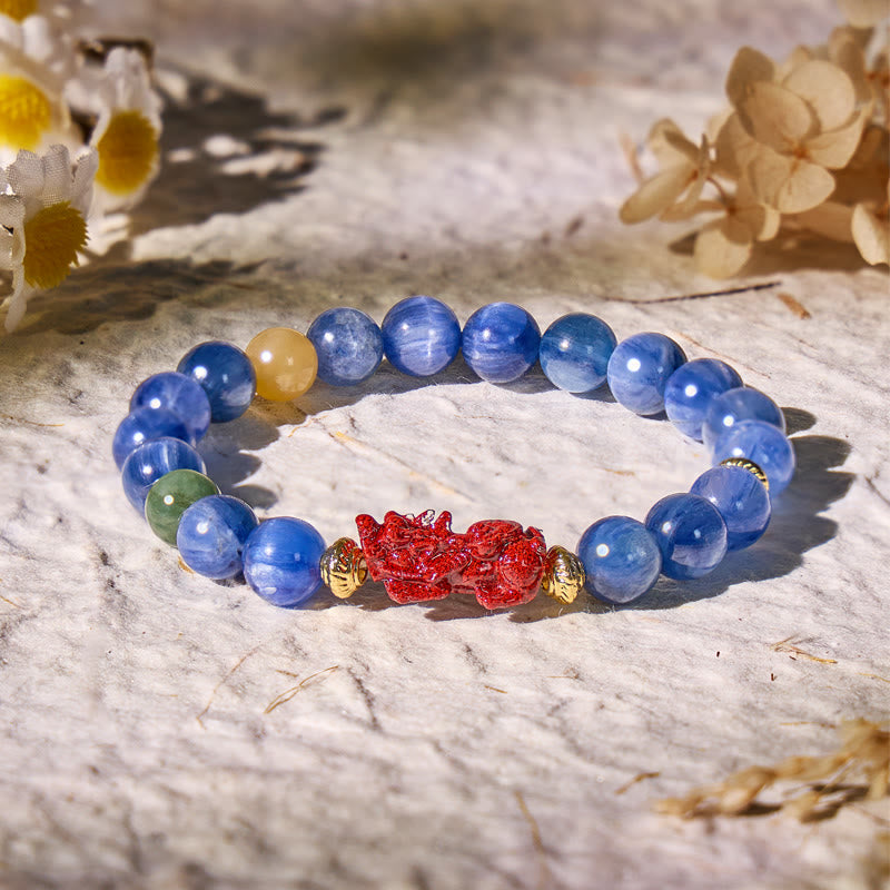 FuAttract Clarity & Prosperity Bracelet – Pixiu + Kyanite & Jade - 8mm - image 0