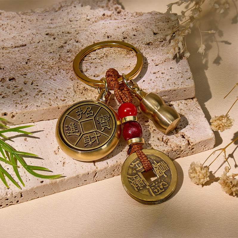 FuAttract Abundance & Protection Keychain – Pixiu Talisman with Emperor Coins & Gourd - Keychain - image 0