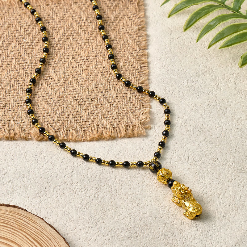 FuAttract Pixiu Obsidian Necklace for Strength, Success & Energy Shielding - image 3