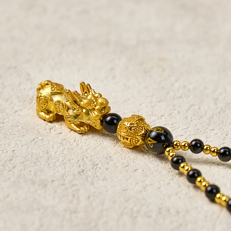 FuAttract Pixiu Obsidian Necklace for Strength, Success & Energy Shielding - image 1