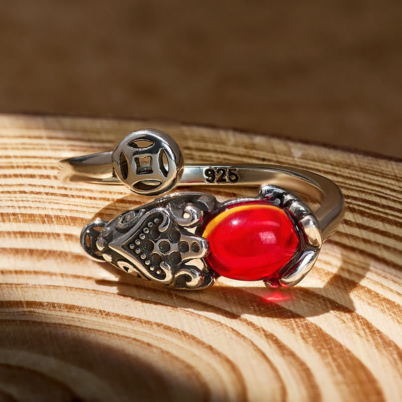 FuAttract Wealth & Protection Garnet Pixiu Ring – Prosperity Energy Talisman - image 2