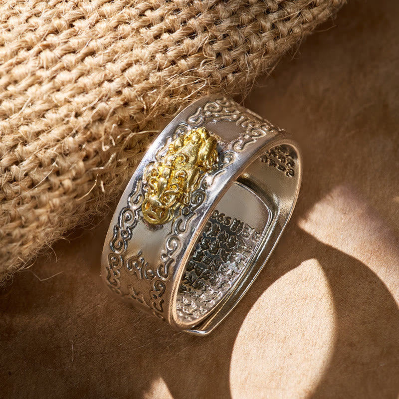 FuAttract Fortune-Attracting Om Mani Padme Hum Pixiu Ring - Gold Pixiu - image 0