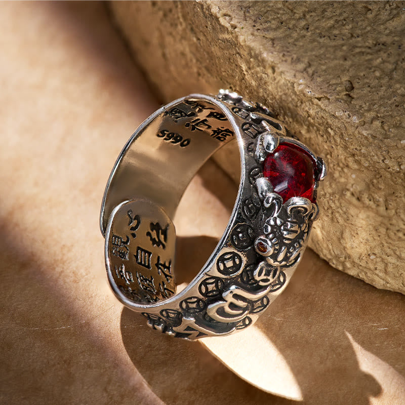 FREE Today: Wealth & Protection Garnet Pixiu Blessing Mantra Ring - image 5