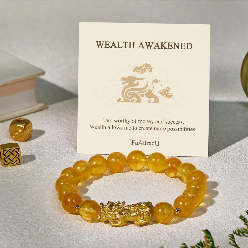 FuAttract The Ultimate Wealth Bracelet – Citrine with Pixiu Charm - 10mm - image 0