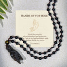 FuAttract Wealth Protection Amulet – Hand Holding Pixiu in Black Obsidian Beads Necklace - Black Obsidian - image 0