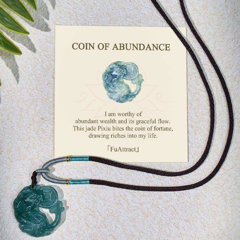 FuAttract Prosperity Guardian Biting Coin – Wealth-Attracting Jade Pixiu Necklace - Jade - image 0