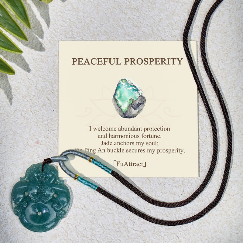 FuAttract Wealth & Protection Jade Pixiu Ping An Buckle Talisman Necklace - Jade - image 0