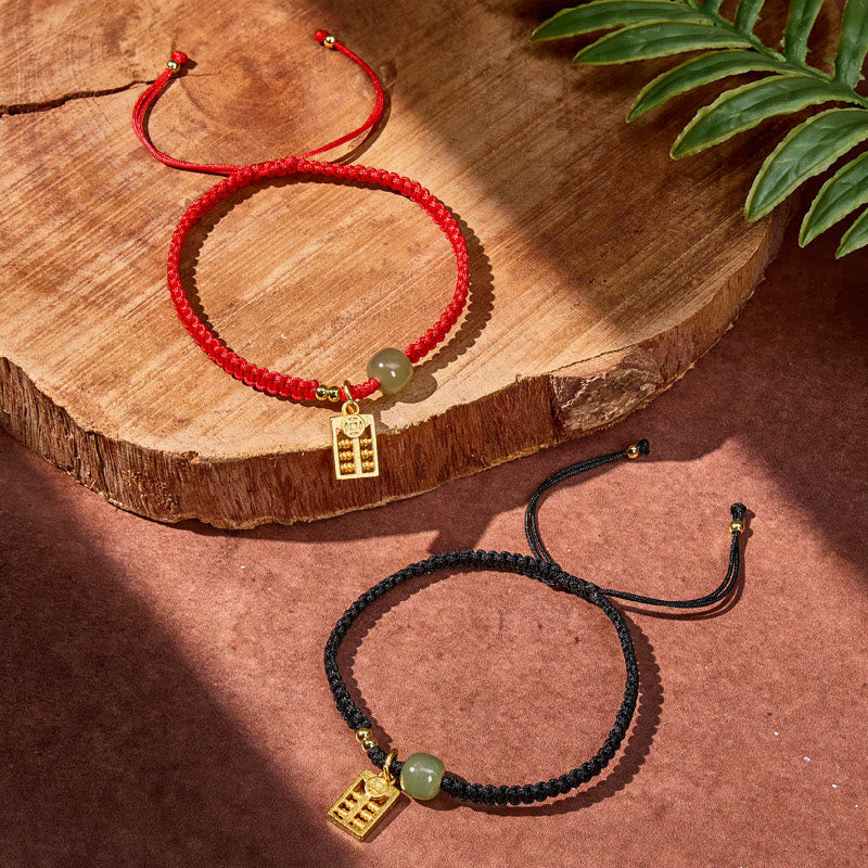 FuAttract Wealth Protection Hetian Jade Abacus Red String Bracelet - image 4