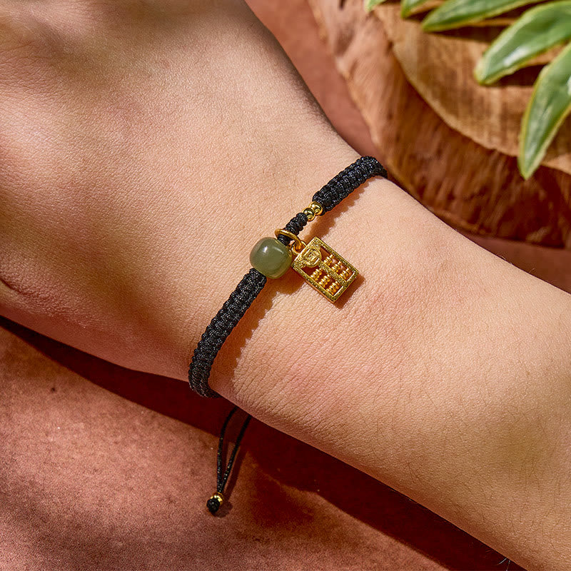 FuAttract Wealth Protection Hetian Jade Abacus Red String Bracelet - image 5