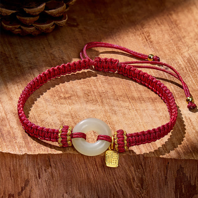 FuAttract Protection & Blessing Hetian Jade Ping An Buckle Red String Bracelet - image 8