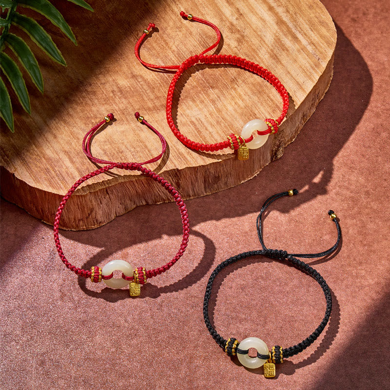 FuAttract Protection & Blessing Hetian Jade Ping An Buckle Red String Bracelet - image 5