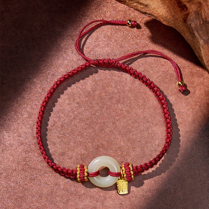 FuAttract Protection & Blessing Hetian Jade Ping An Buckle Red String Bracelet - image 10