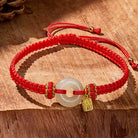 FuAttract Protection & Blessing Hetian Jade Ping An Buckle Red String Bracelet - image 1