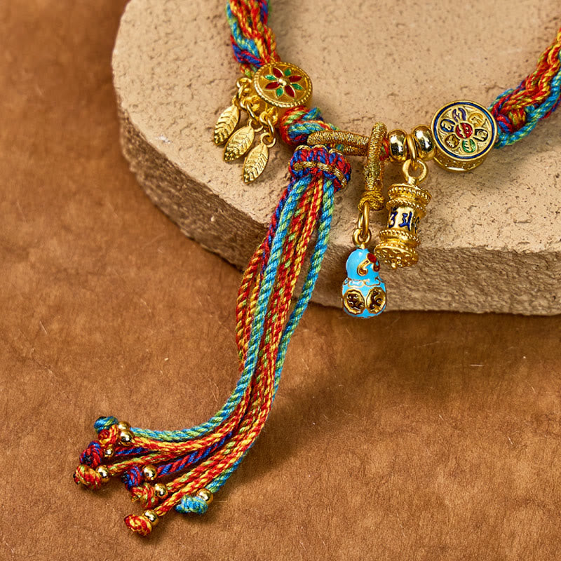 FuAttract Tibet Handmade Om Mani Padme Hum Blessing Braided String Gourd Bracelet - image 2