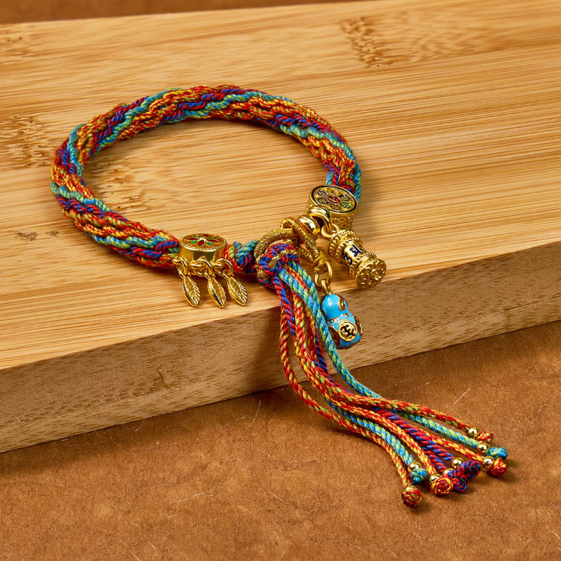 FuAttract Tibet Handmade Om Mani Padme Hum Blessing Braided String Gourd Bracelet - image 4