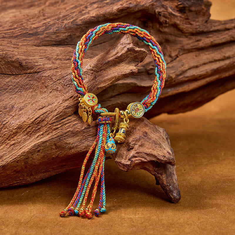 FuAttract Tibet Handmade Om Mani Padme Hum Blessing Braided String Gourd Bracelet - image 9