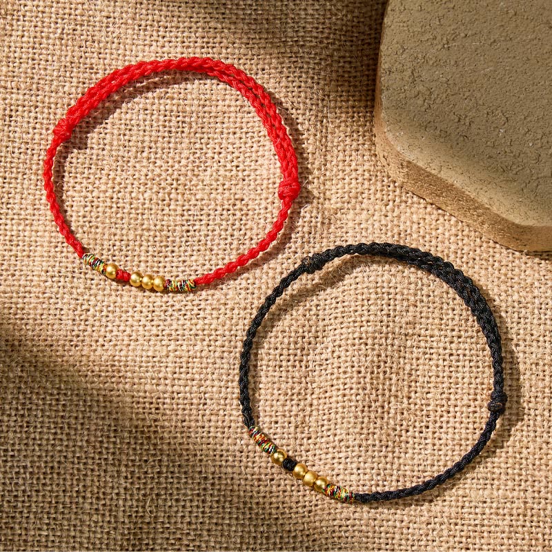 FuAttract Tibetan Lucky Protection Braided Cord Blessing Bracelet with Gold Accents - image 0