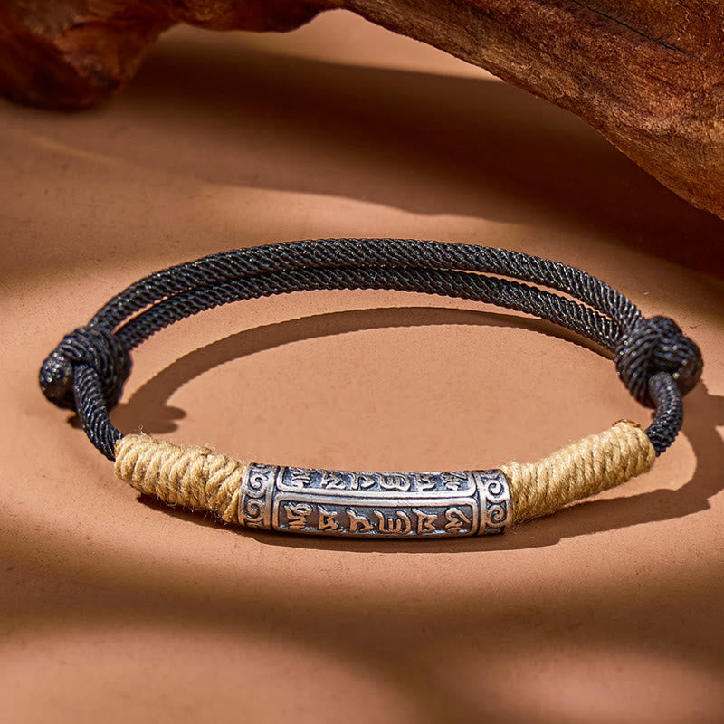 FuAttract Spiritual Energy Om Mani Padme Hum Adjustable Braided Rope Bracelet - Black - image 0