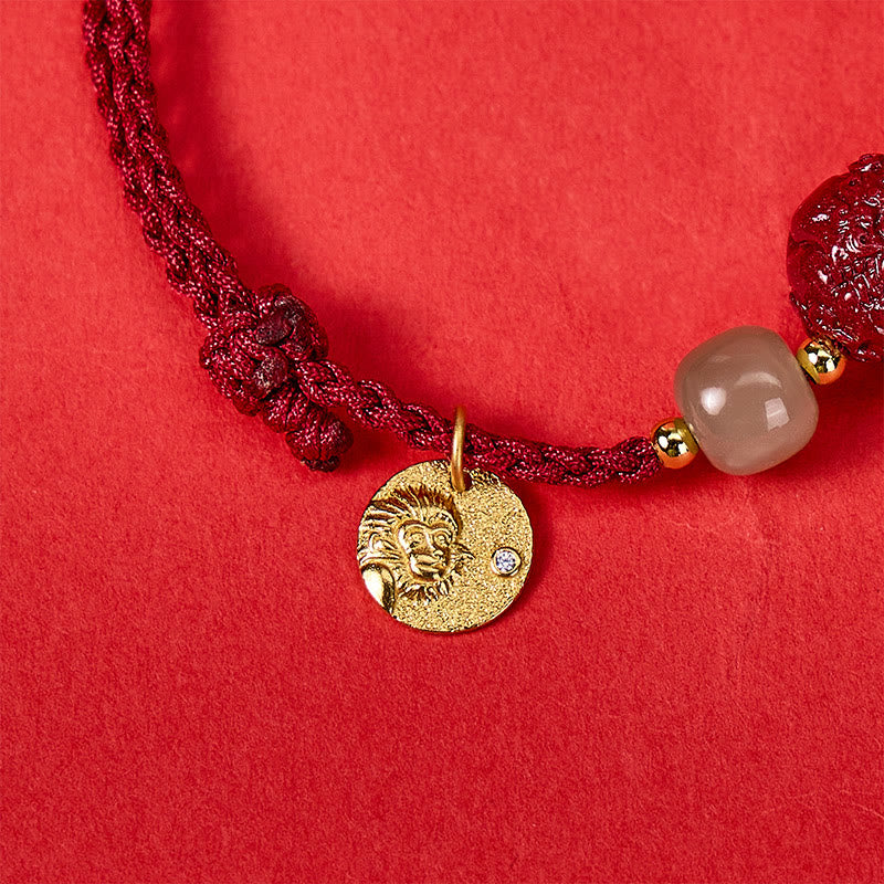 FuAttract Wealth Protection Cinnabar Pixiu & Hetian Jade Red String Chinese Zodiac Bracelet - image 2