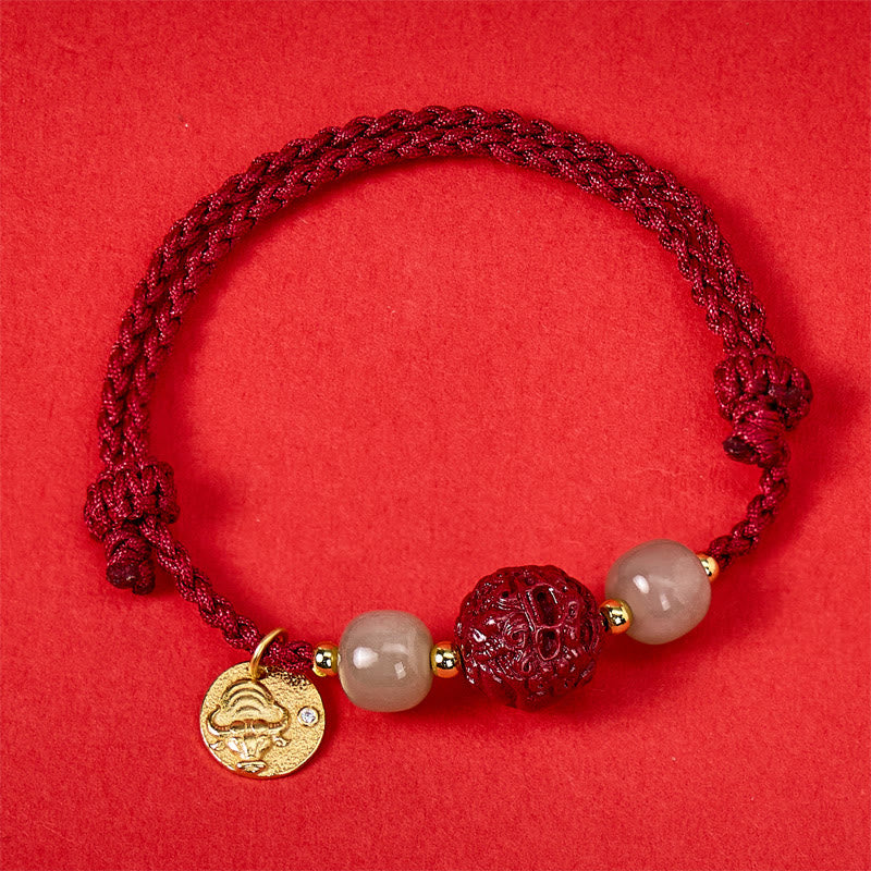 FuAttract Wealth Protection Cinnabar Pixiu & Hetian Jade Red String Chinese Zodiac Bracelet - Ox(Wrist Circumference 14-19cm) - image 23