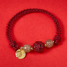 FuAttract Wealth Protection Cinnabar Pixiu & Hetian Jade Red String Chinese Zodiac Bracelet - Monkey(Wrist Circumference 14-19cm) - image 0