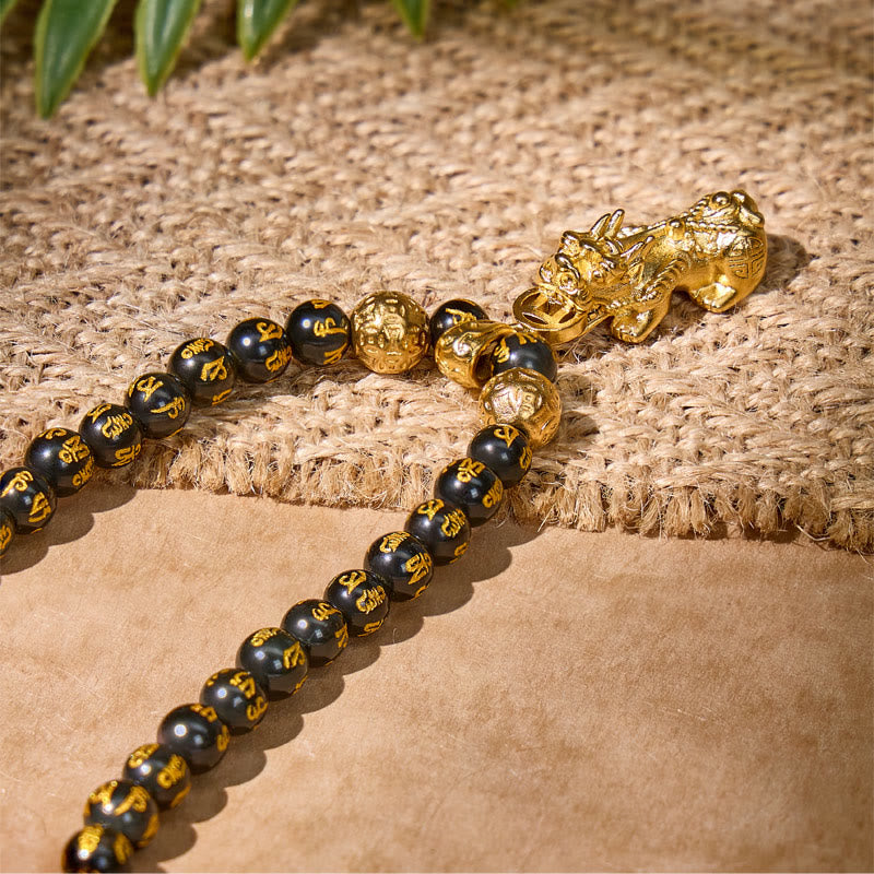 FuAttract Feng Shui Black Obsidian Pixiu Wealth Protection Mantra Necklace - image 3